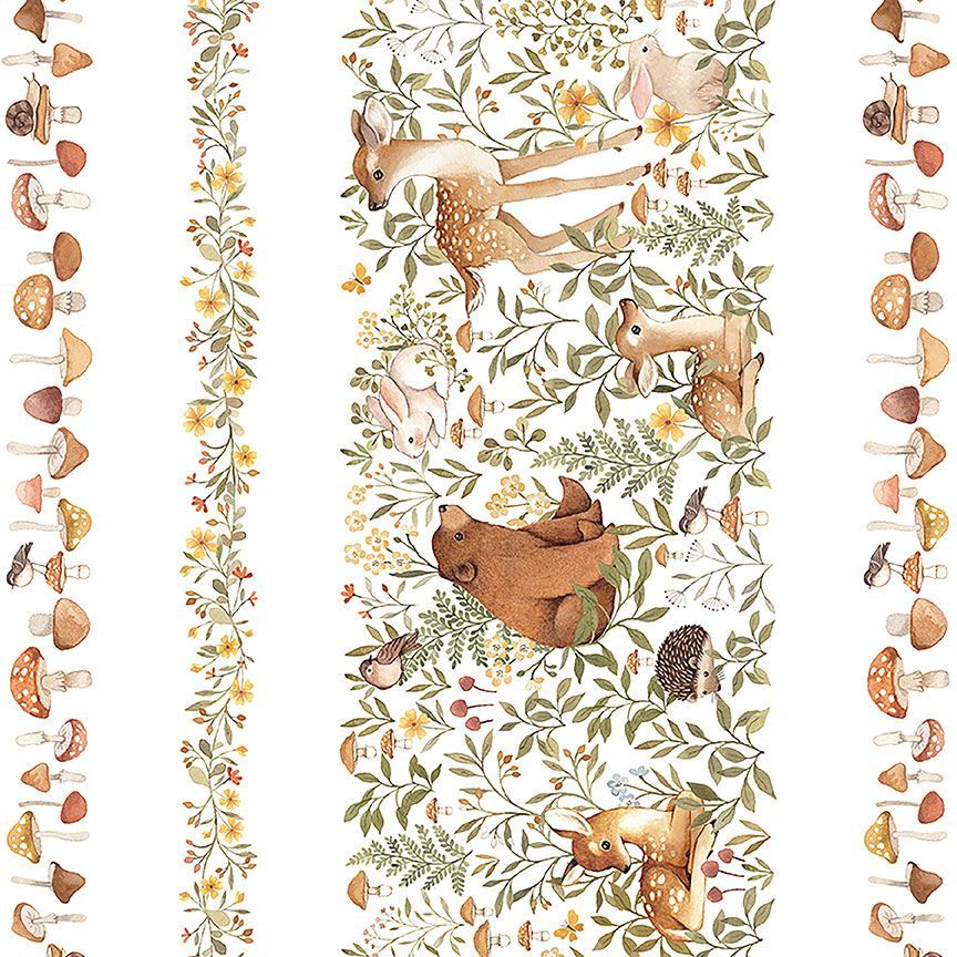 Count On Me - WOODLAND FRIENDS STRIPE - STELLA-DNS3322  WHITE