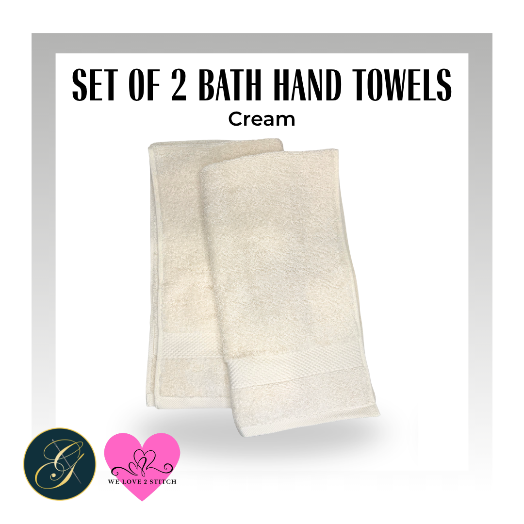 Cream Bath Hand Towels, Set of 2