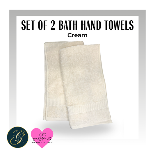 Cream Bath Hand Towels, Set of 2