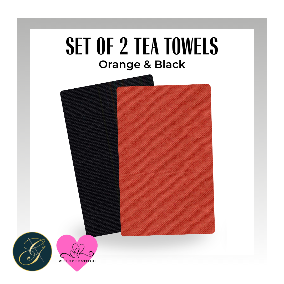 Orange & Black Tea Towels, Set of 2