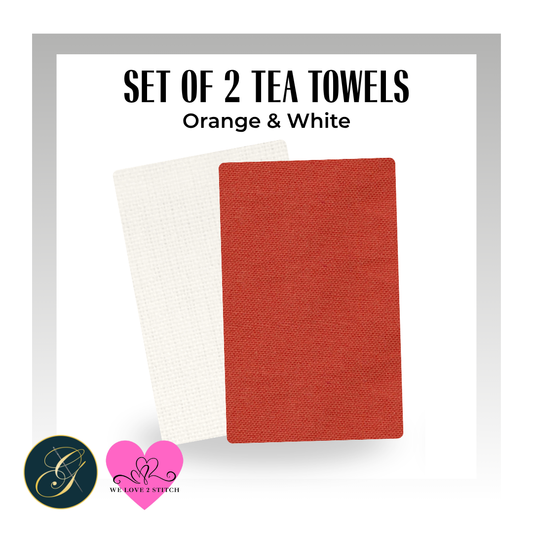 Orange & White Tea Towels, Set of 2