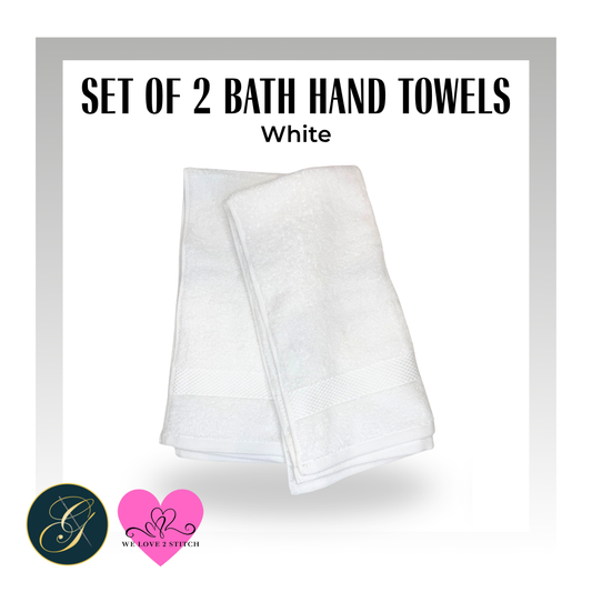 White Bath Hand Towels, Set of 2