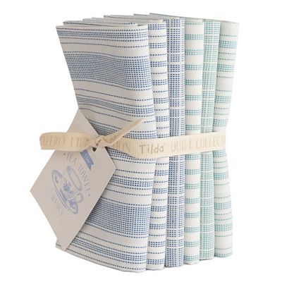 Woven Tea Towel Fat Quarter Bundle - Blue/Teal
