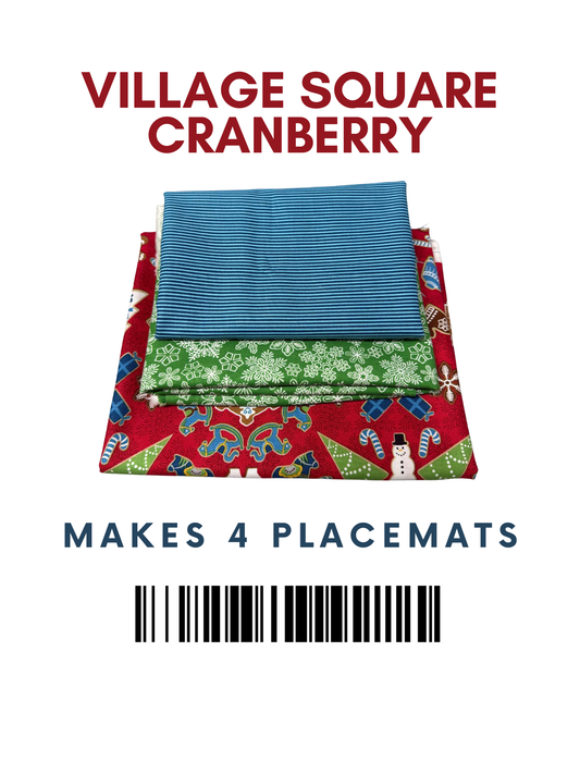Village Square Cranberry - Easy Placemats (Set of 4) - Fabric Kit - IQ Designer/My Design Center