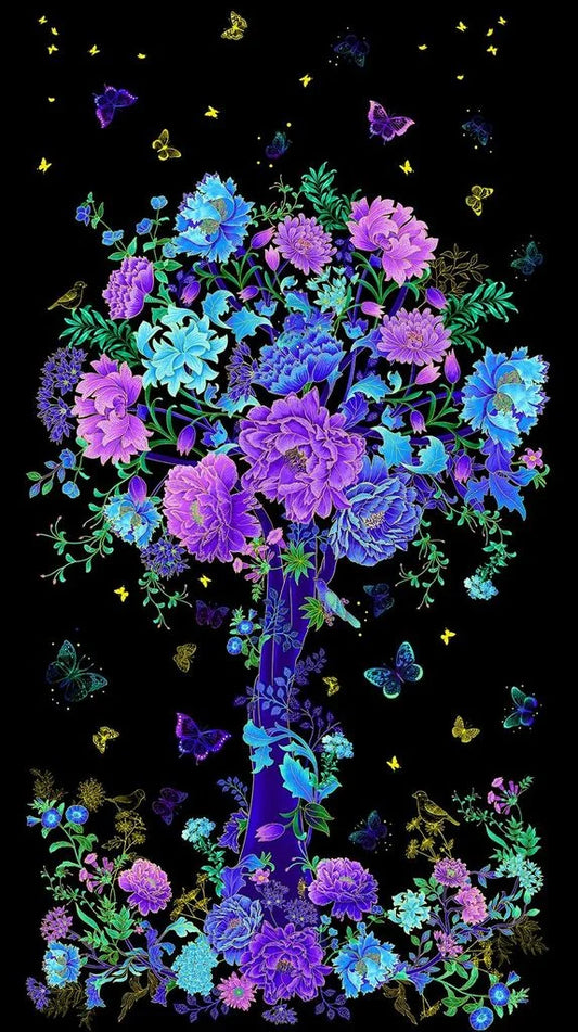 Luminous - Floral Tree Panel - Panel-CM2980 Black