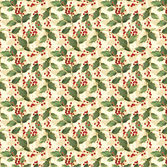 Merry & Bright - Holly and Berries Cream - W130-020-063