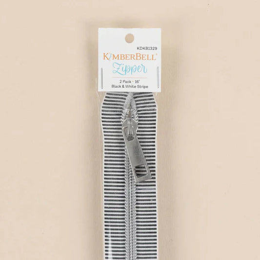 6" Black & White Striped Zipper, Pack of 2