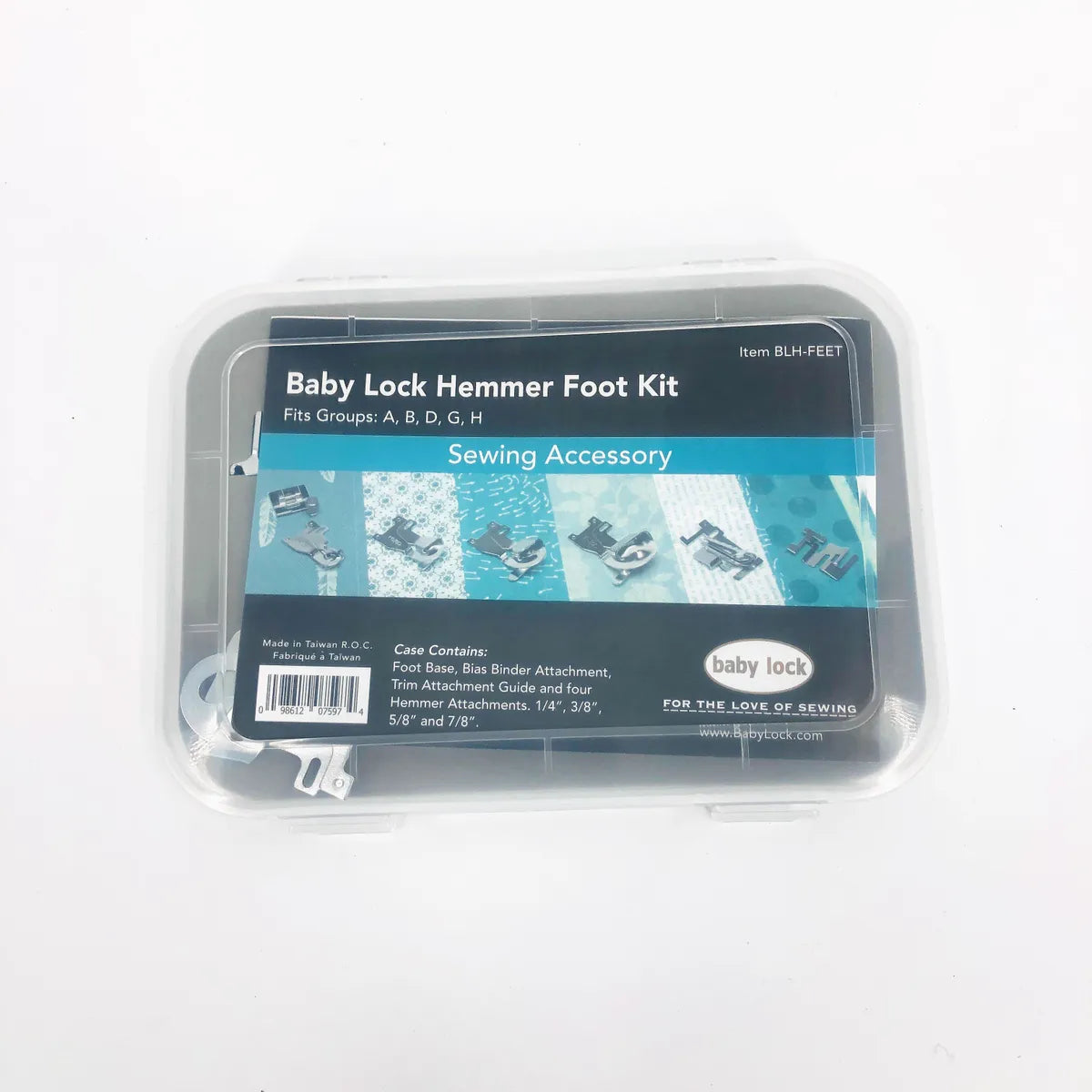 Hemmer Foot Kit in plastic case- 7 pieces