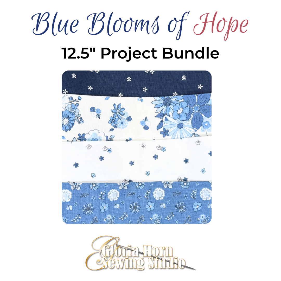Blue Blooms of Hope - Fabric Bundle | Four 12.5" x WOF