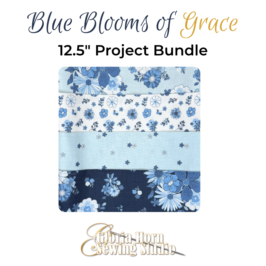 Blue Blooms of Grace - Fabric Bundle | Four 12.5" x WOF
