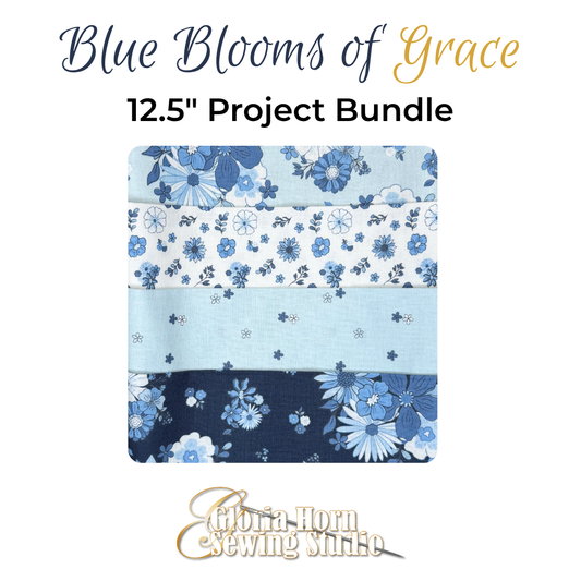 Blue Blooms of Grace - Fabric Bundle | Four 12.5" x WOF