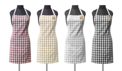Buffalo Plaid Woven Aprons with Pocket