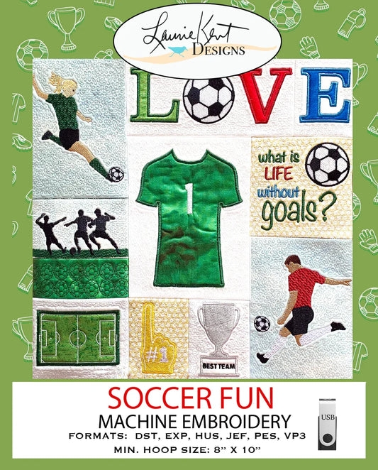 Soccer Fun Machine Embroidery Design - Laurie Kent Designs