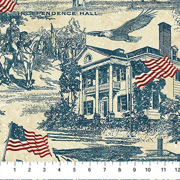 America 250 - Navy Beige Toile - 28372-49