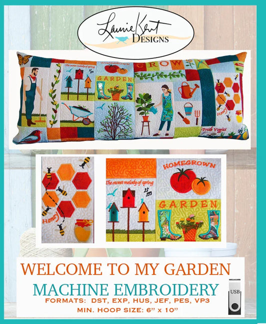 Welcome to My Garden USB - Embroidery USB - Laurie Kent Designs