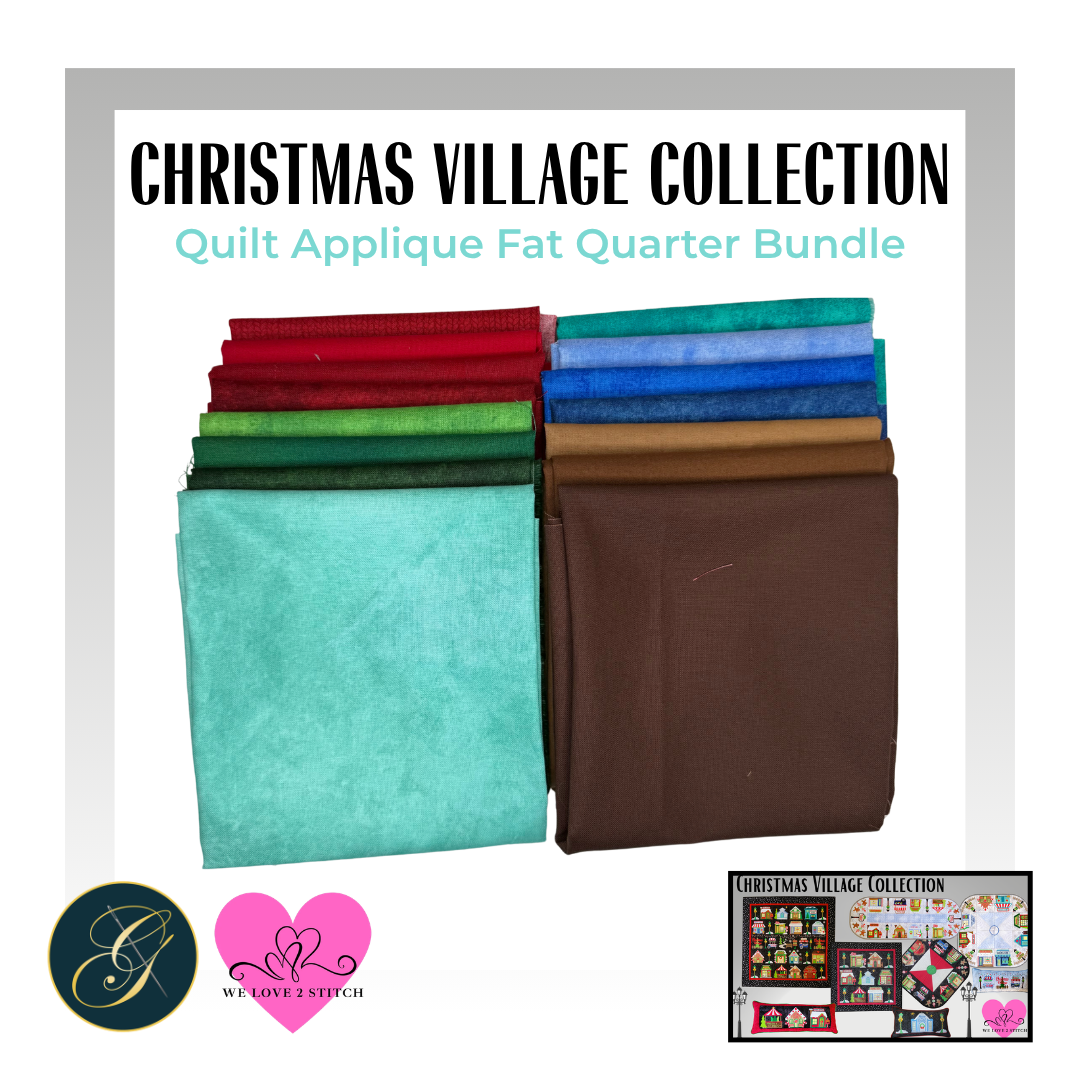 Christmas Village Quilt Applique Fat Quarter Bundle - 16 FQs
