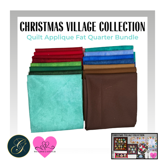 Christmas Village Quilt Applique Fat Quarter Bundle - 16 FQs