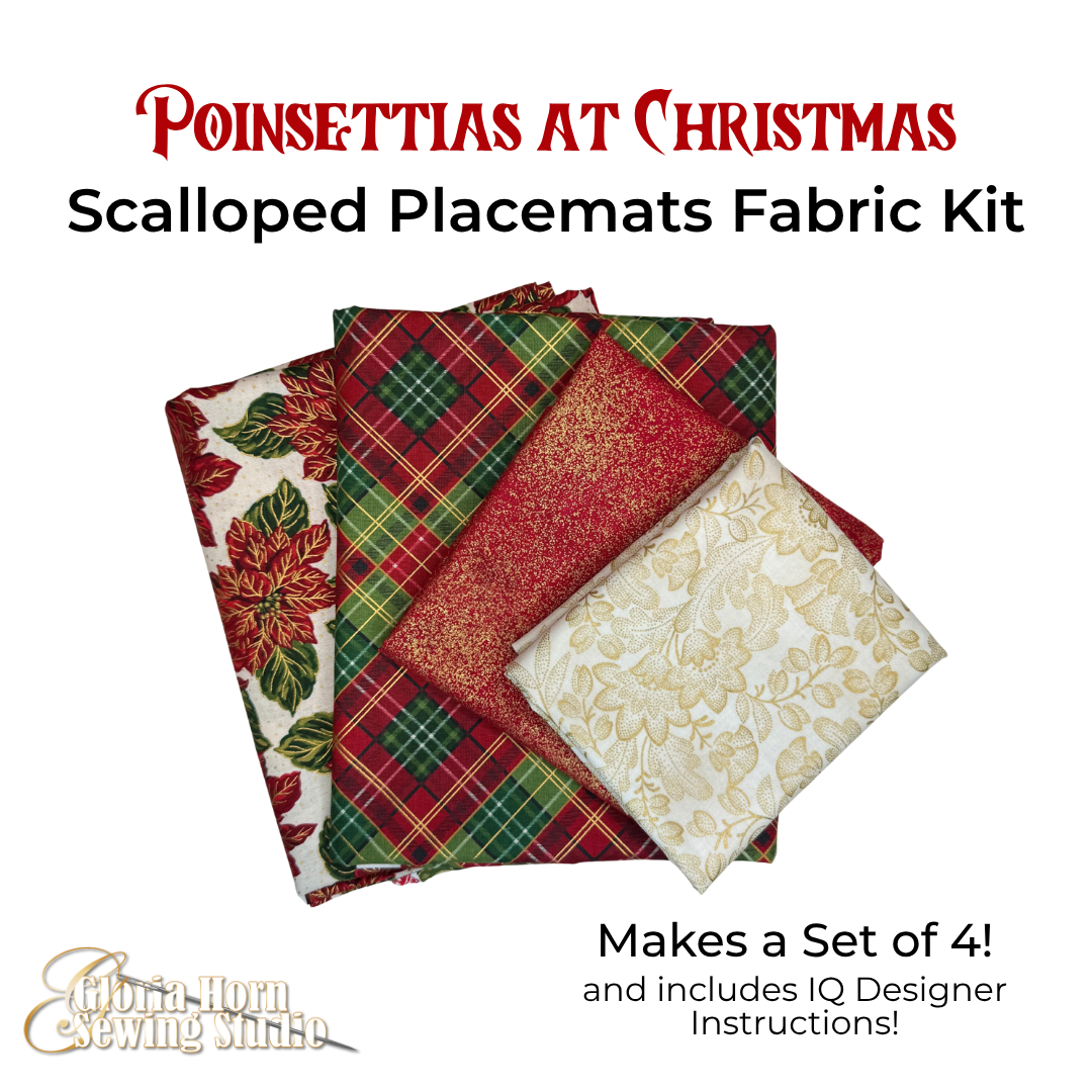 Poinsettias at Christmas - Scalloped Placemats Fabric Kit - Makes Set of 4!