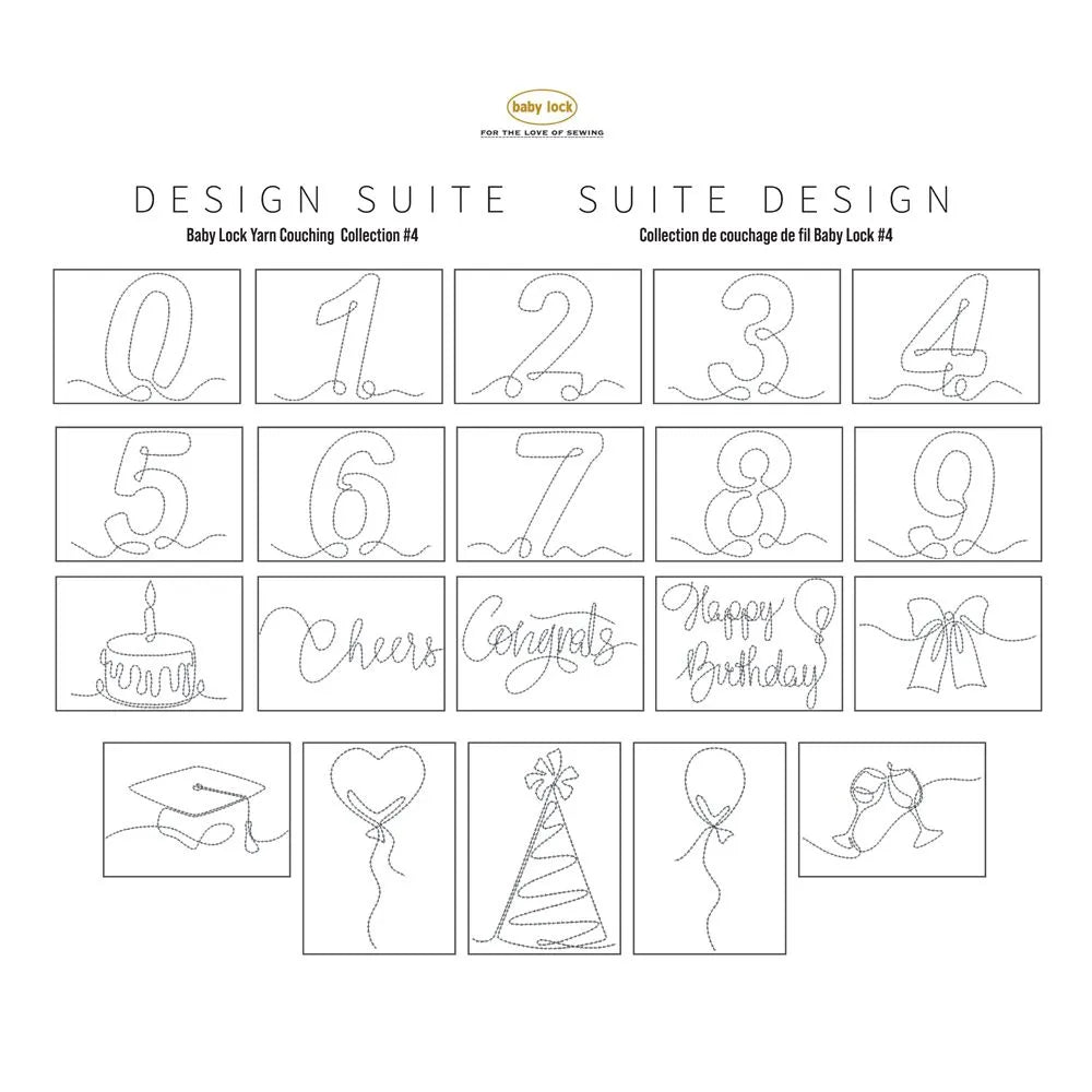 Yarn Couching Embroidery Design Collection #4 - Baby Lock Design Suite