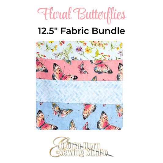 Floral Butterflies - Fabric Bundle | Four 12.5” x WOF