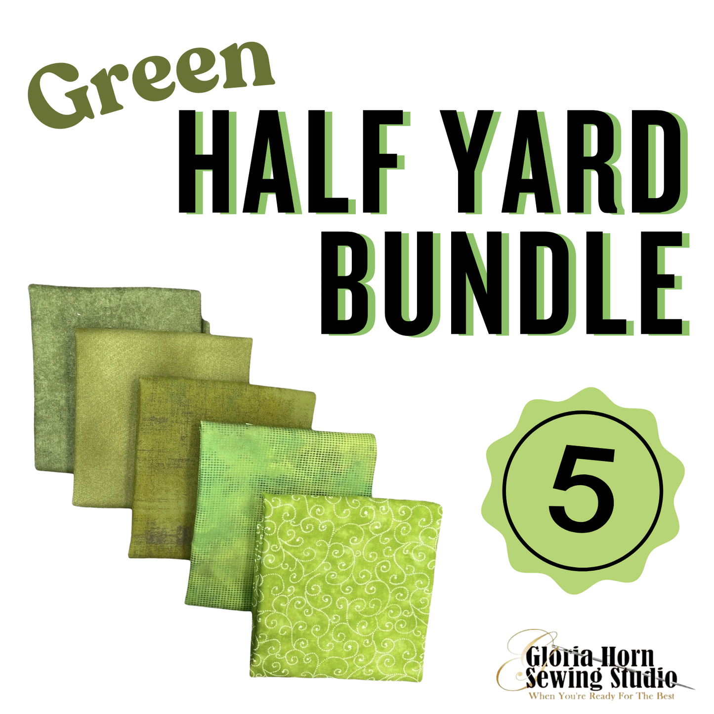 Green - 5 Half Yards Fabric Bundle