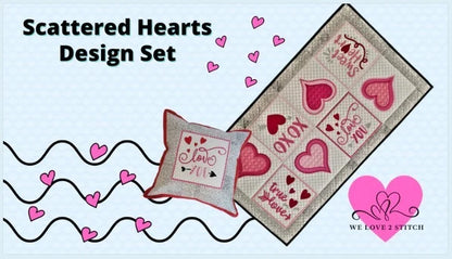 Scattered Hearts Embroidery Design Set