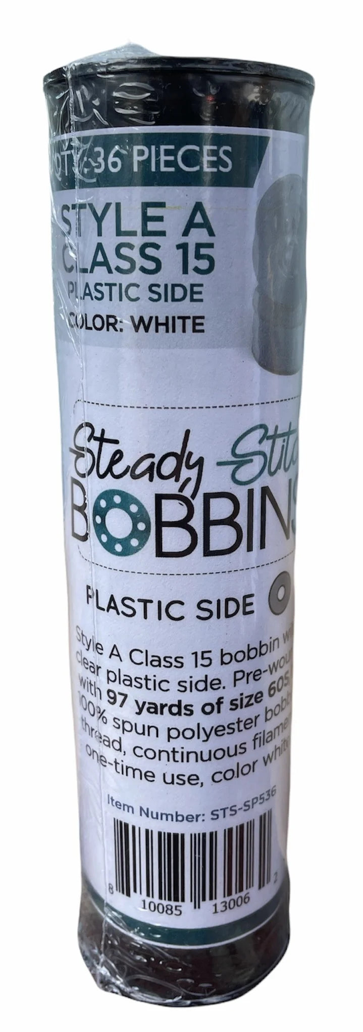 Steady Stitch Bobbins - Class 15 - Qty 36 - White