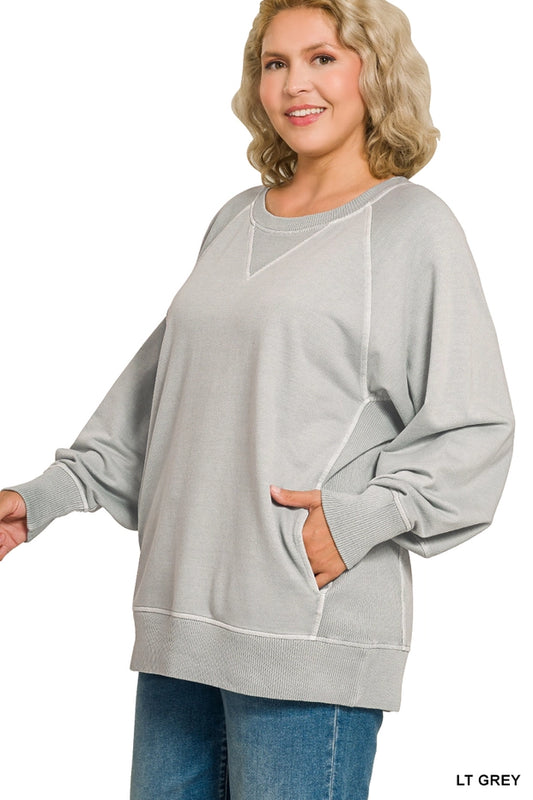 Light Grey French Terry Pullover Sweatshirt