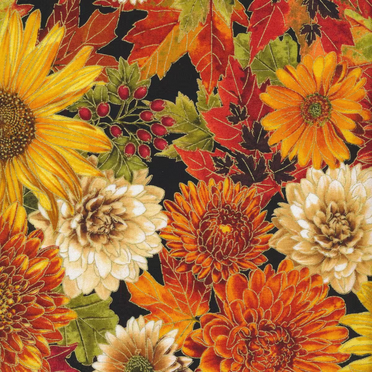 Give Thanks - Autumn Leaves - HARVEST-CM1286-BLACK-TT