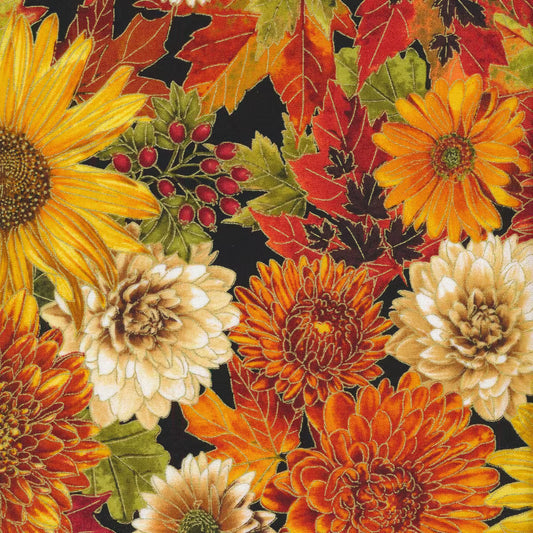 Give Thanks - Autumn Leaves - HARVEST-CM1286-BLACK-TT