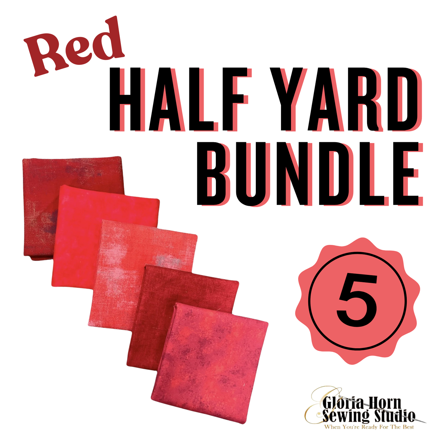 Red - 5 Half Yards Fabric Bundle