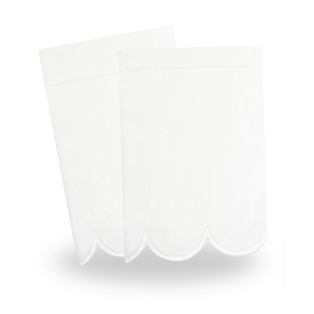 White Scalloped Tea Towels, Set of 2
