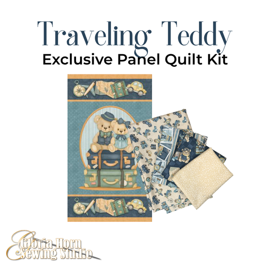Traveling Teddy — Gloria’s Exclusive Panel Quilt Kit