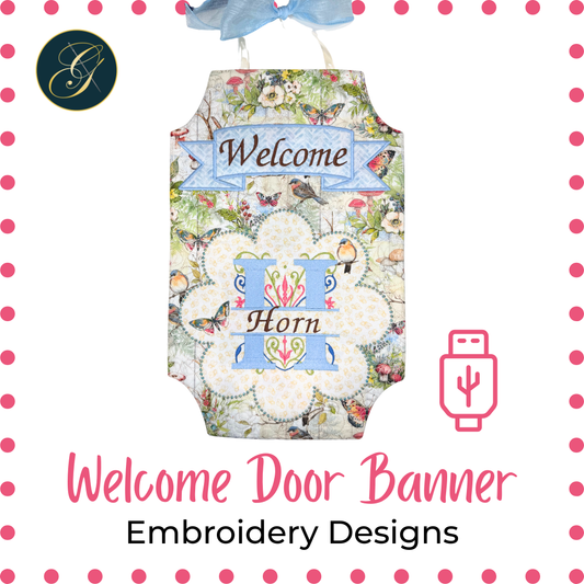 [Pre-Order] Welcome Door Banner Embroidery Designs - USB
