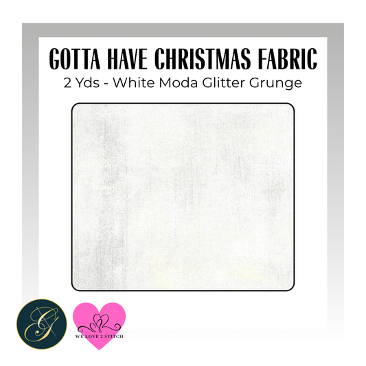 WHITE - Gotta Have Christmas Fabric - 2 Yards Glitter Grunge